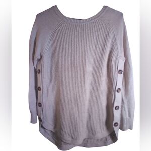 Rd Styls Tan Sweater Button On Side Detail Size XL Rounded Bottom Winter Fall